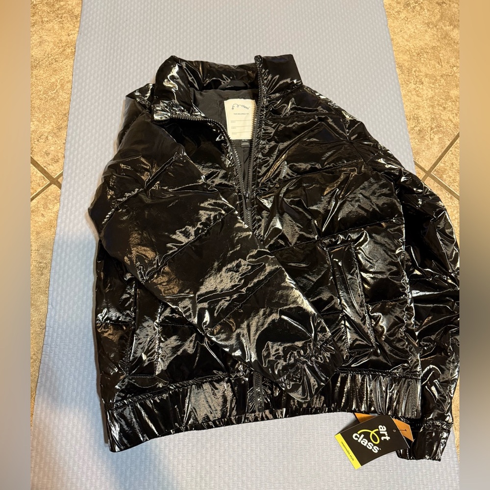 Art Class NWT Girls XL Shiny Black Jacket